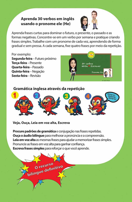 30 Verbs and pronouns He English Portuguese Bilingual Audiobook